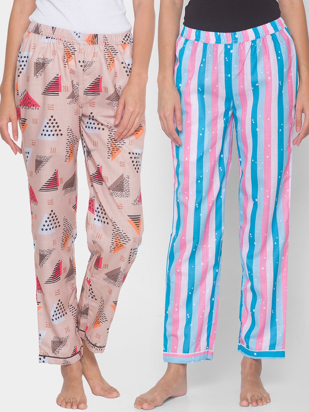 FashionRack Women Pack of 2 Multicoloured Printed Lounge Pants Price in India