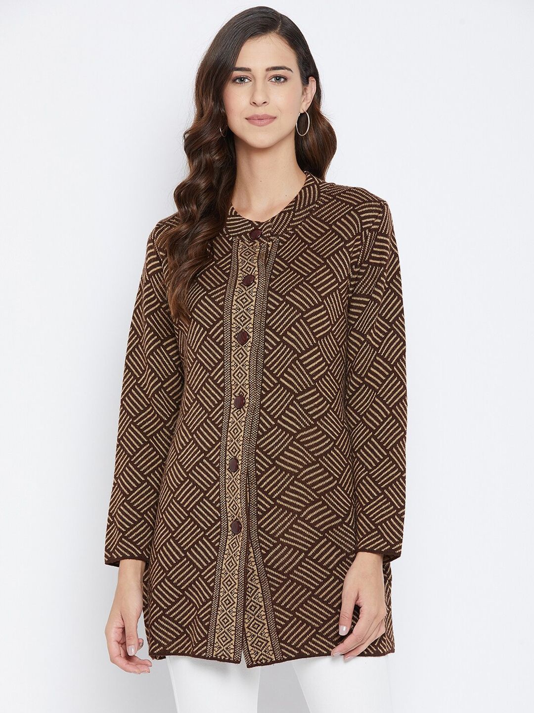 NEVA Women Brown Wool Cardigan Price in India