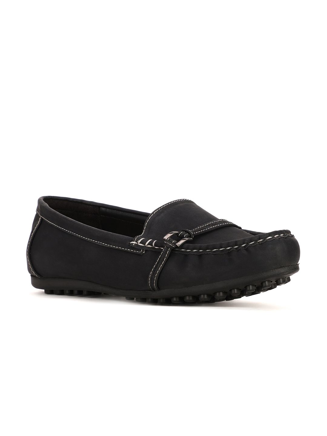 Bata Women Black PU Loafers Price in India