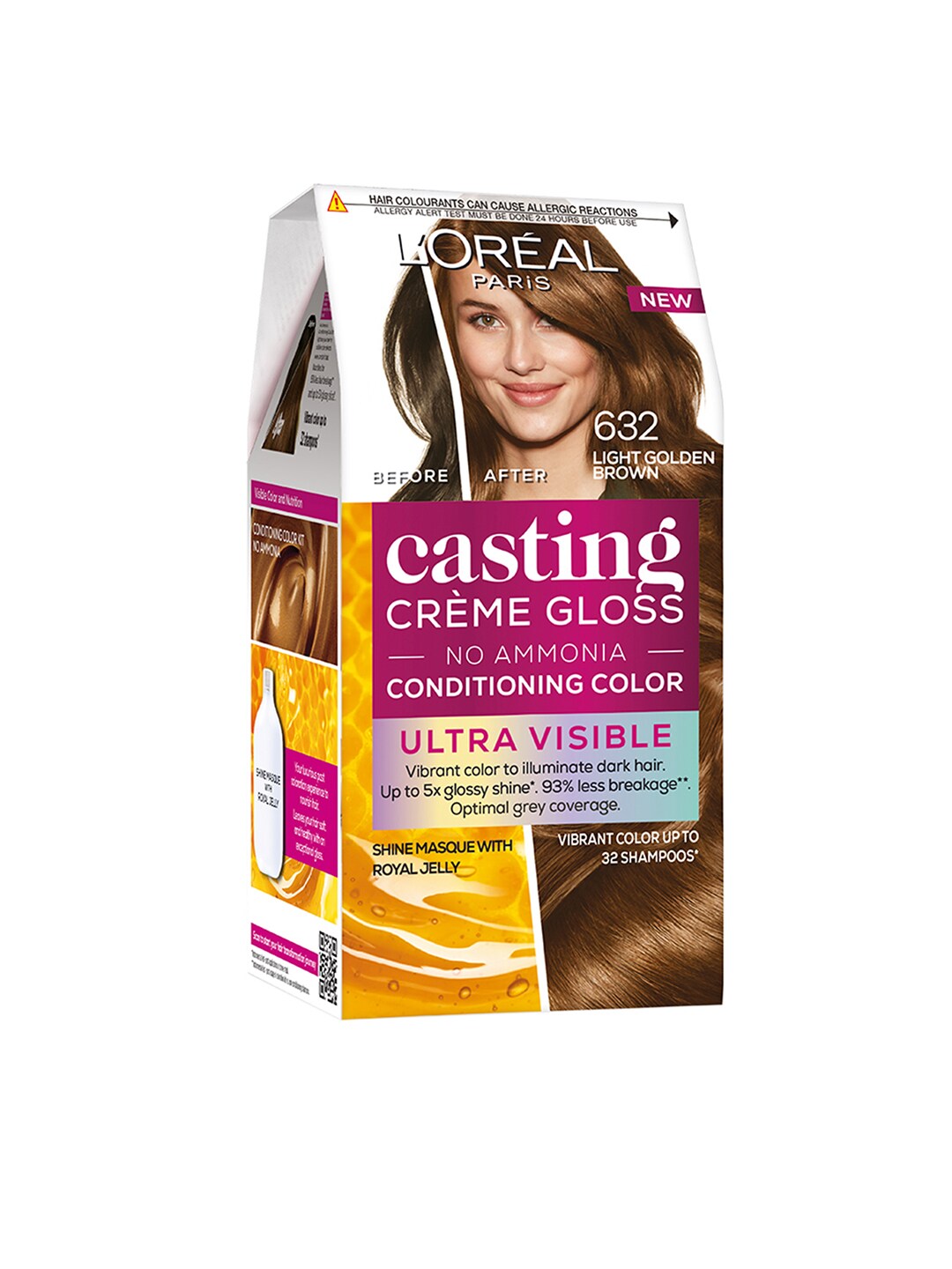 LOreal Paris Casting Creme Gloss Hair Color-Light Golden Brown 632 - 100g + 60ml Price in India
