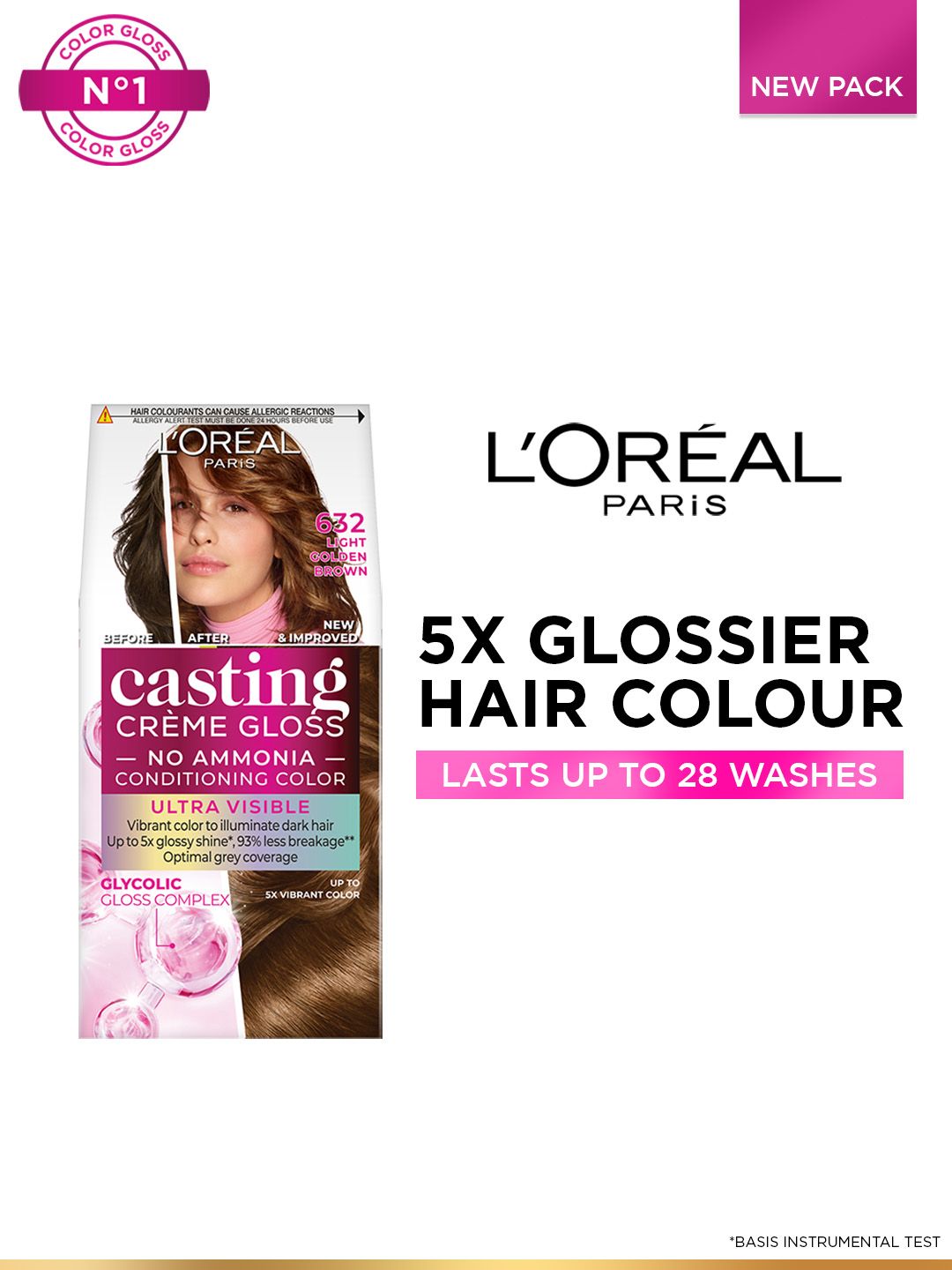 LOreal LOreal Casting Creme Gloss Hair Color with Glycolic Gloss Complex - Light Golden Brown 632