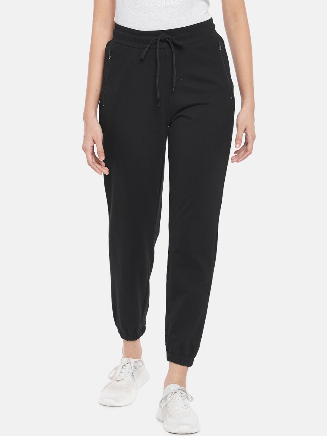 Ajile by Pantaloons Women Black Solid Pure Cotton Joggers Price in India