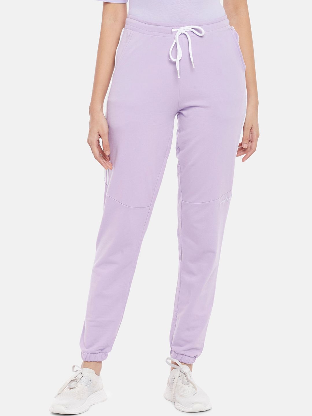 Ajile by Pantaloons Women Purple Solid Pure Cotton Joggers Price in India