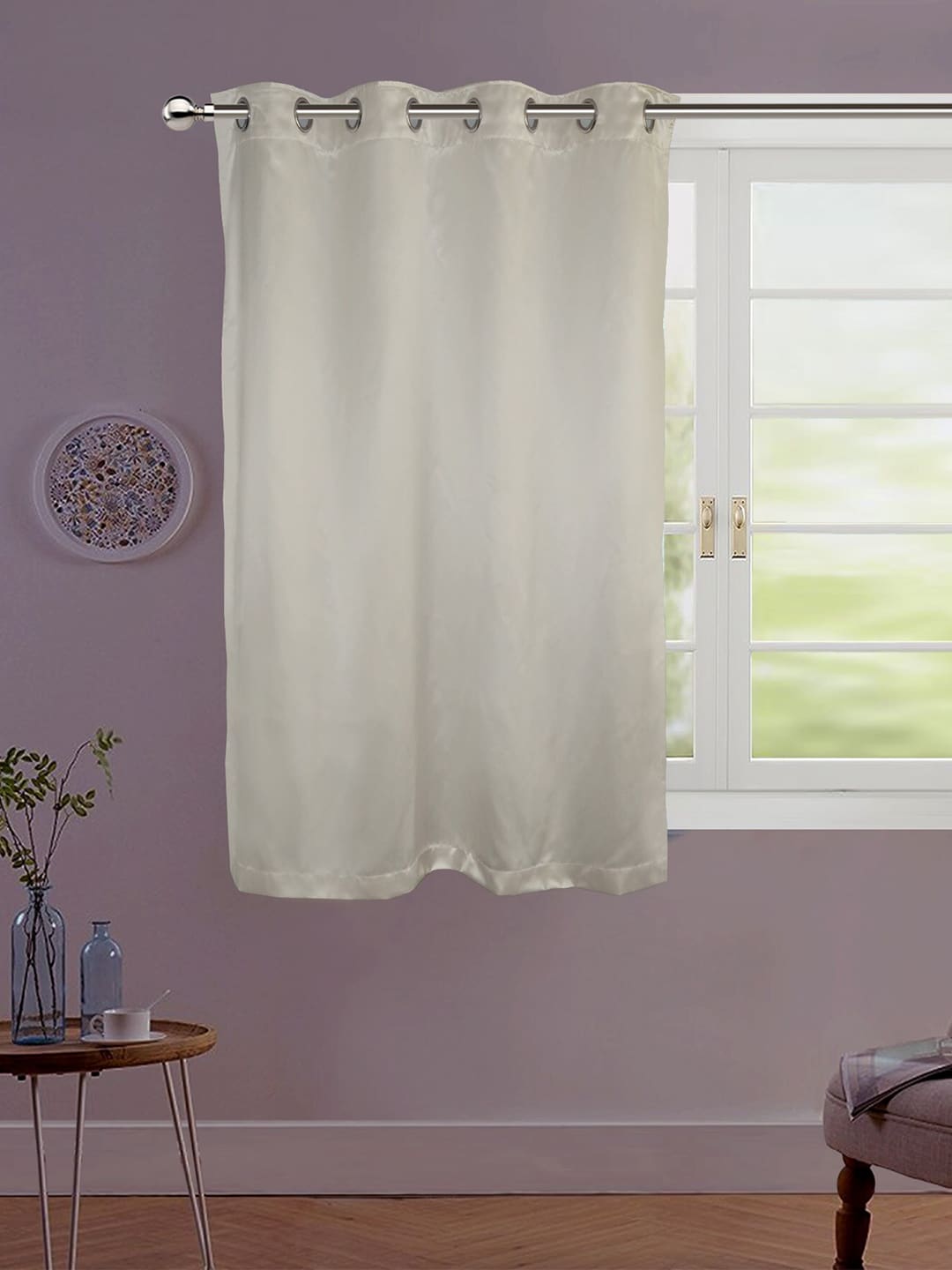 Lushomes Off White Satin Window Curtain Price in India