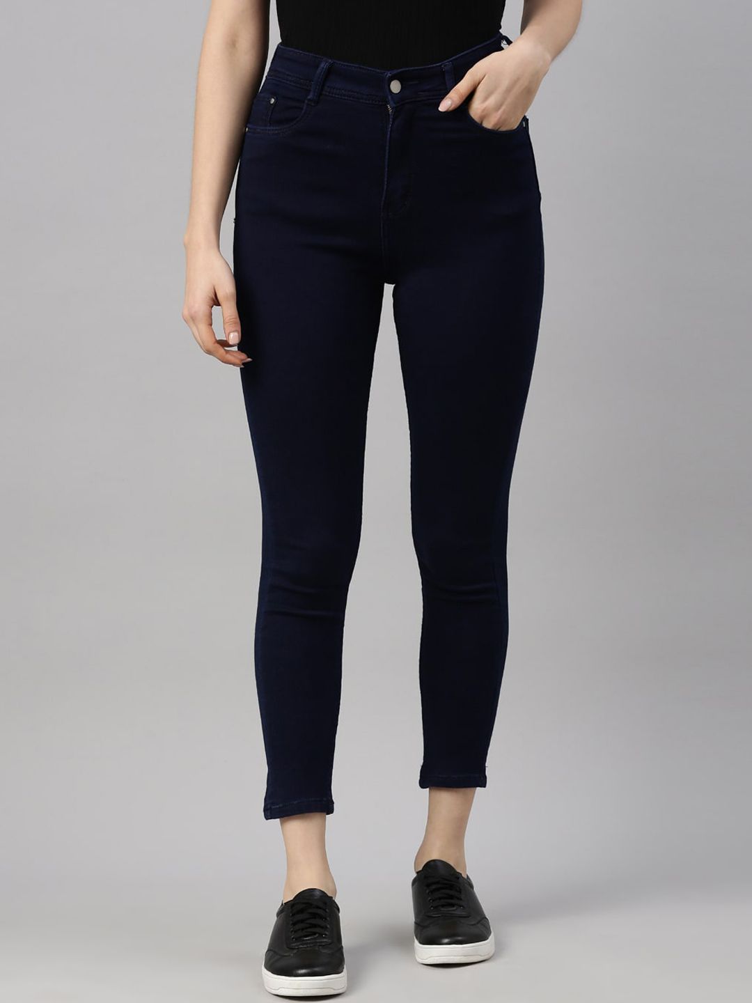 GOLDSTROMS Women Navy Blue Slim Fit Stretchable Jeans Price in India