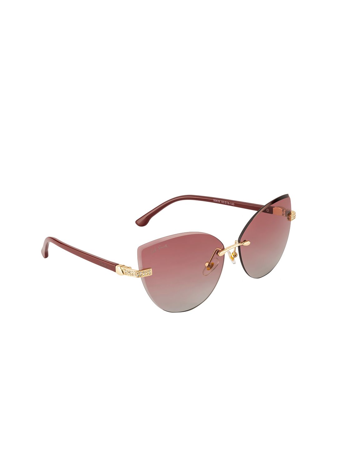 Ted Smith Women Red Lens & Gold-Toned Cateye Sunglasses with UV Protected Lens Price in India