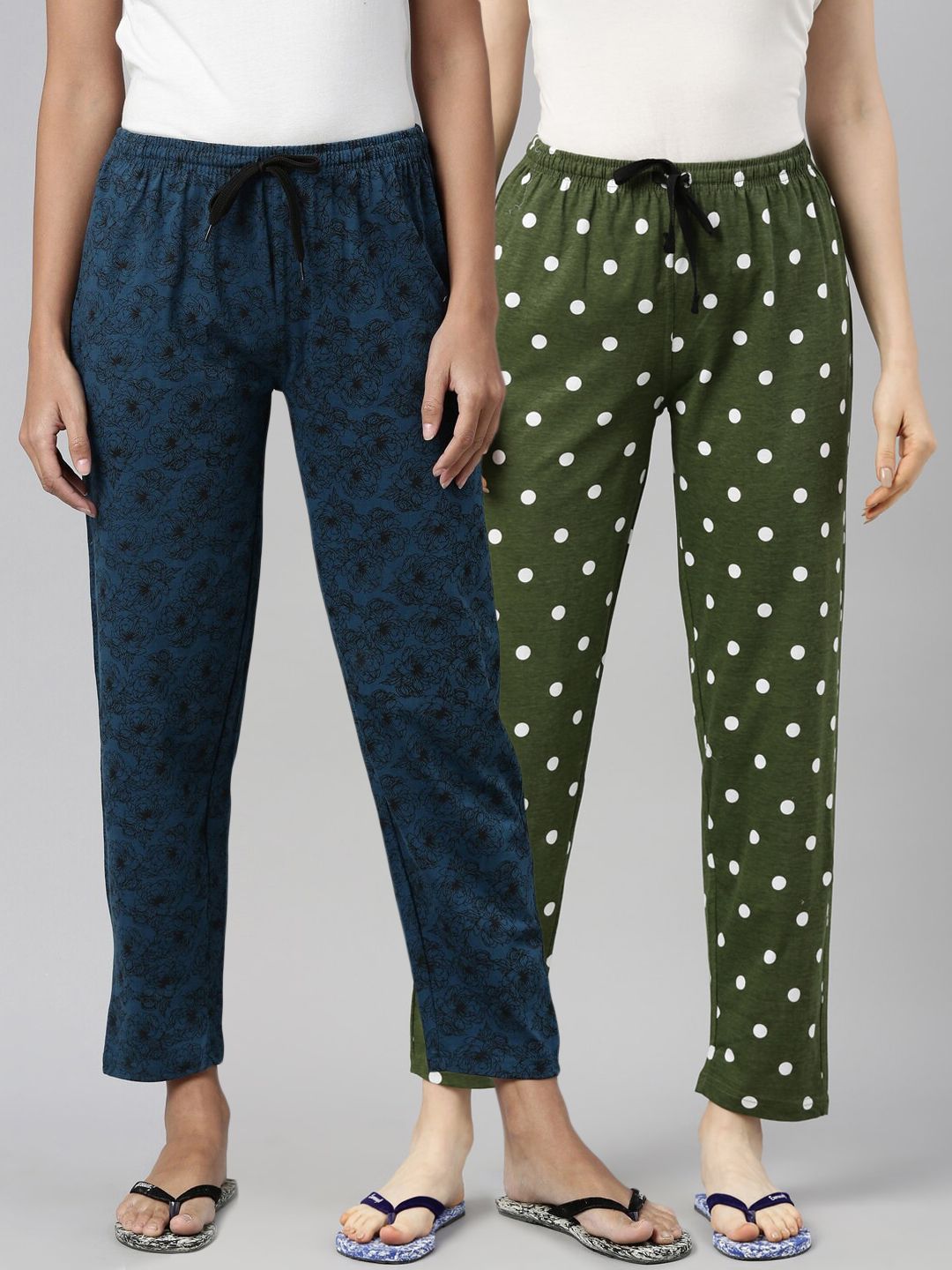 Kryptic Women Pack Of 2 Printed  Pure Cotton Lounge Pants Price in India