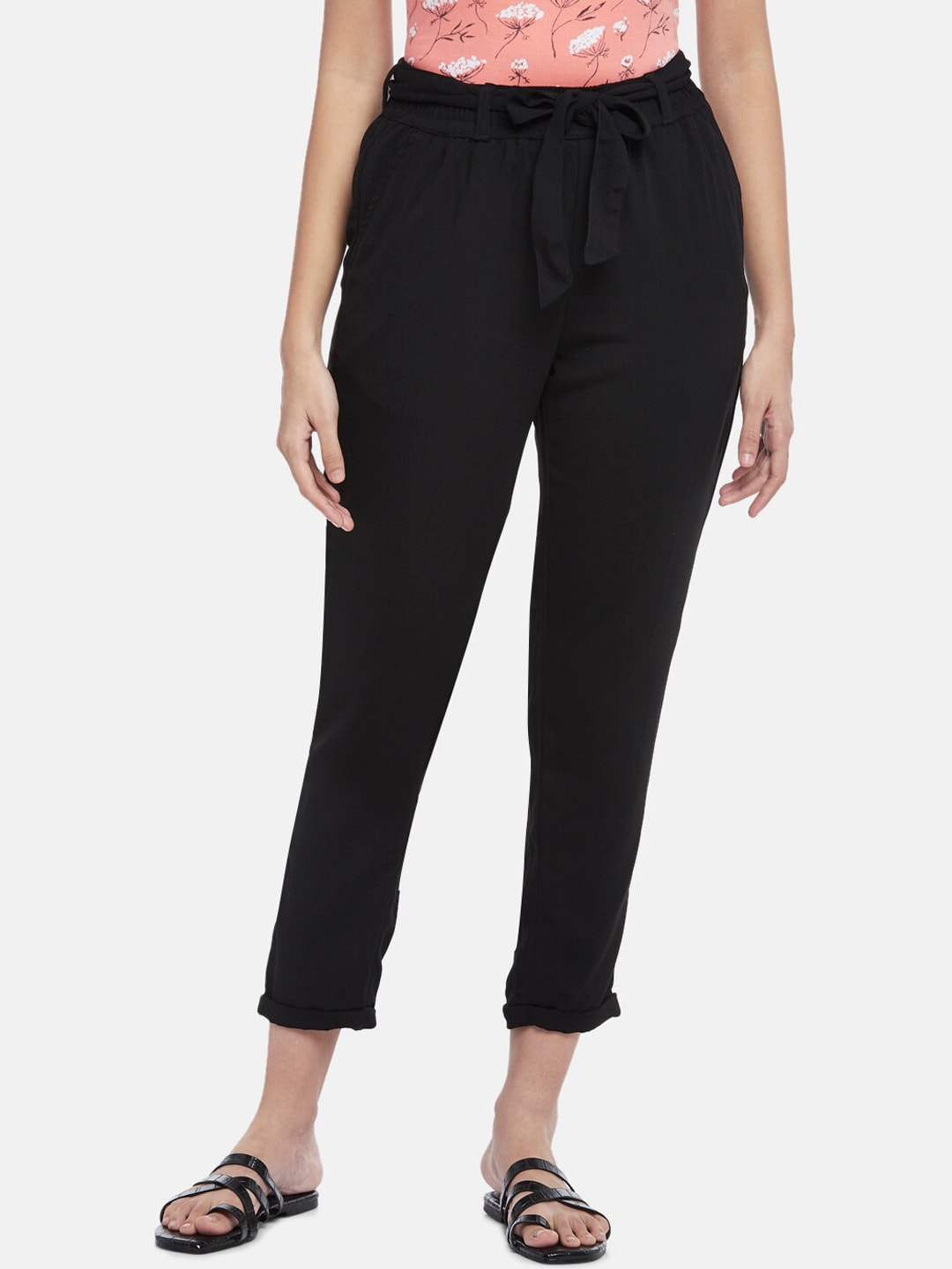 Honey by Pantaloons Women Black Trousers Price in India