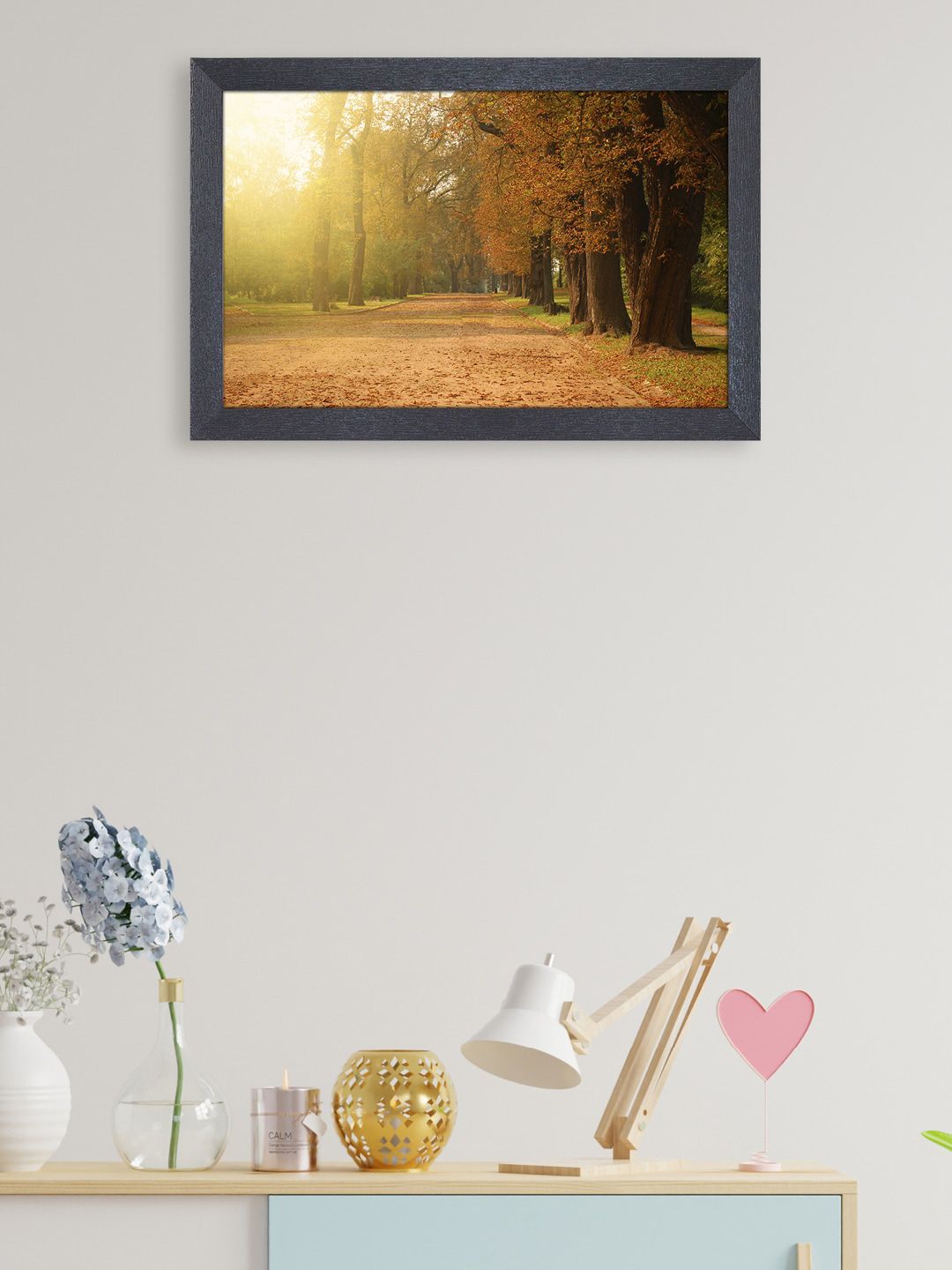 RANDOM Beige & Brown Autumn Season Painting Framed Wall Art Price in India