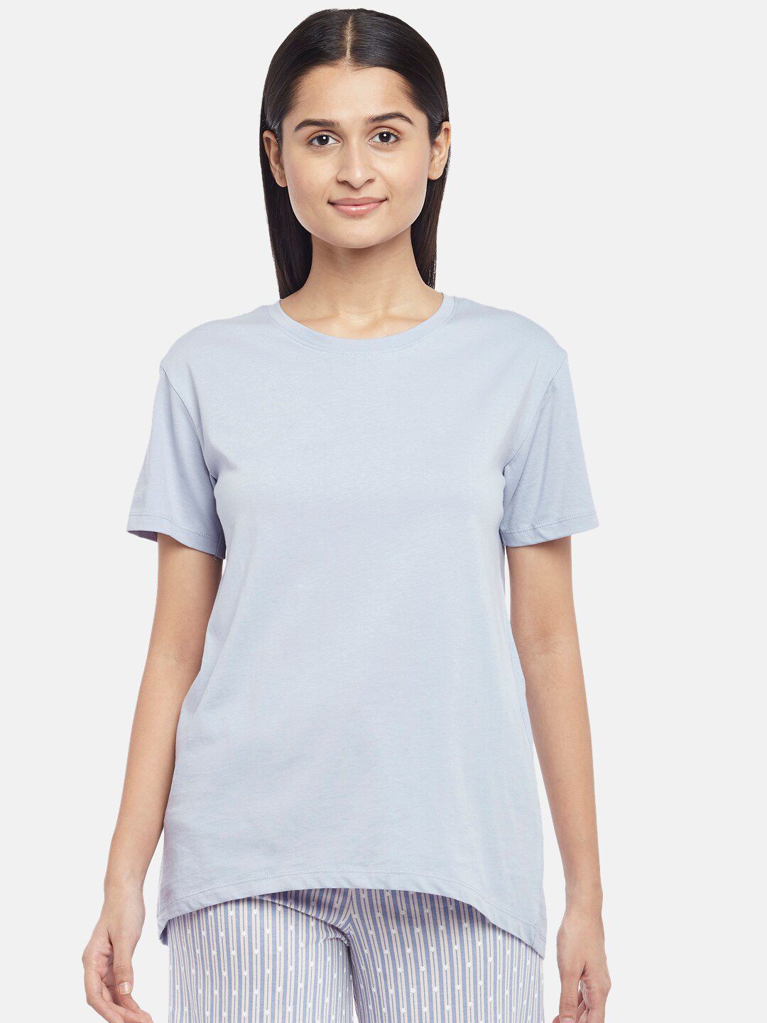 Dreamz by Pantaloons Women Blue Pure Cotton Lounge T-shirt Price in India