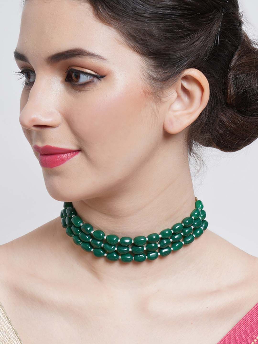 KARATCART Green Pearl Beaded Choker Necklace Price in India