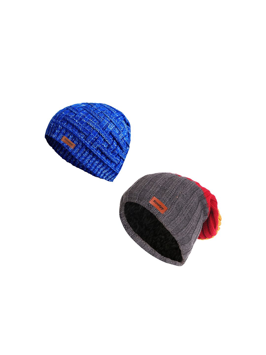 Knotyy Unisex Pack Of 2 Self Design Acrylic Beanies Price in India
