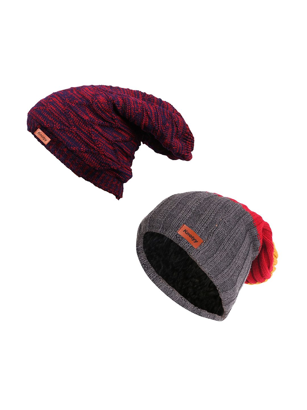 Knotyy Unisex Pack of 2  Multicoloured Acrylic Beanie Price in India