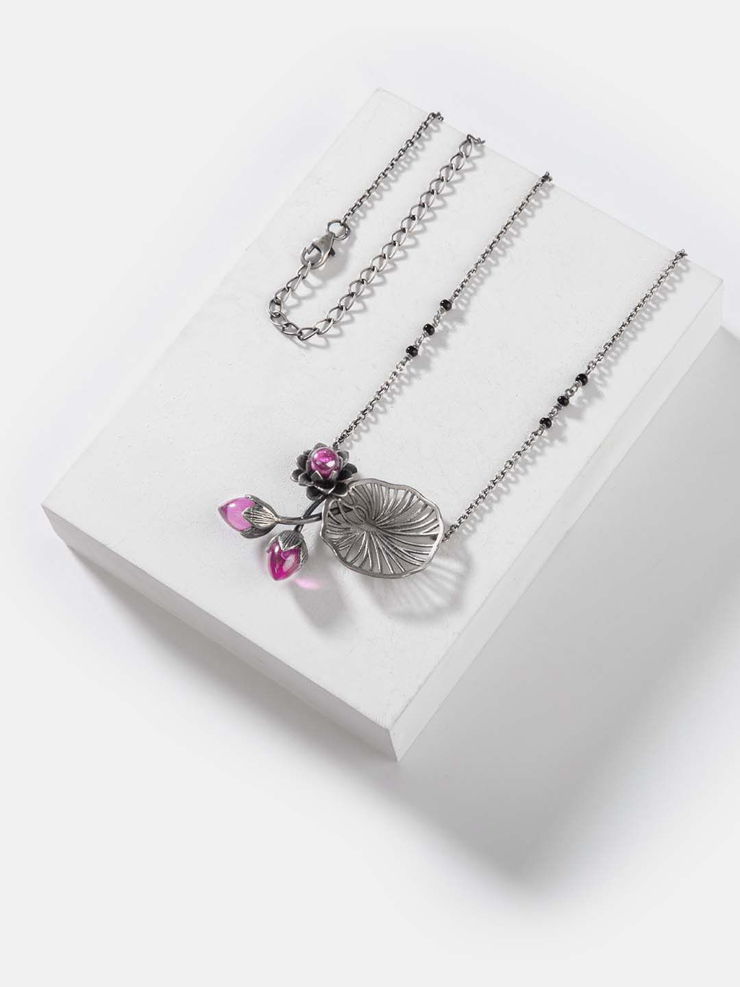 SHAYA Silver-Toned & Pink Sterling Silver Chain Price in India