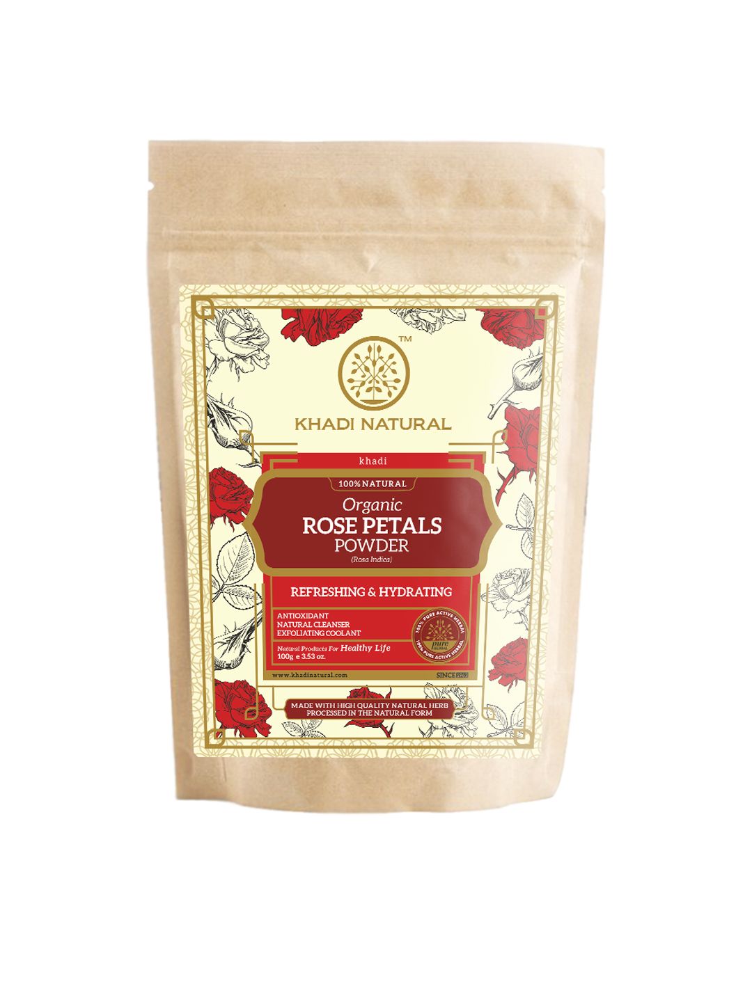 Khadi Natural Herbal Rose Petals organic Powder- 100g