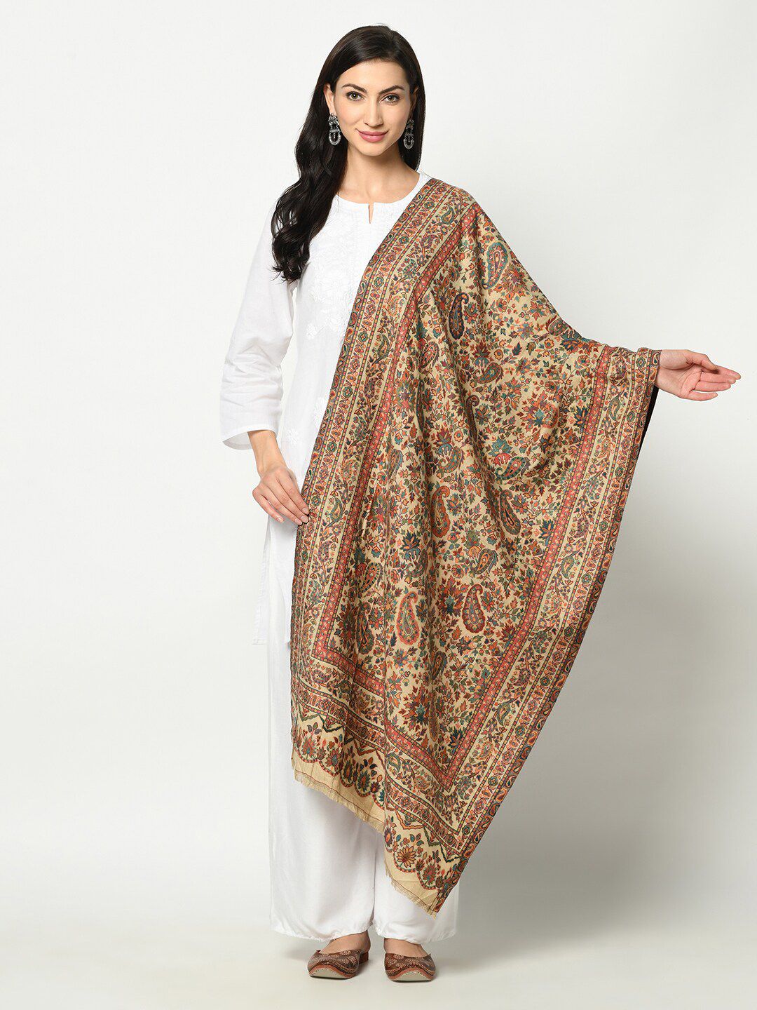 Safaa Women Camel Brown Woven Design Stole Price in India