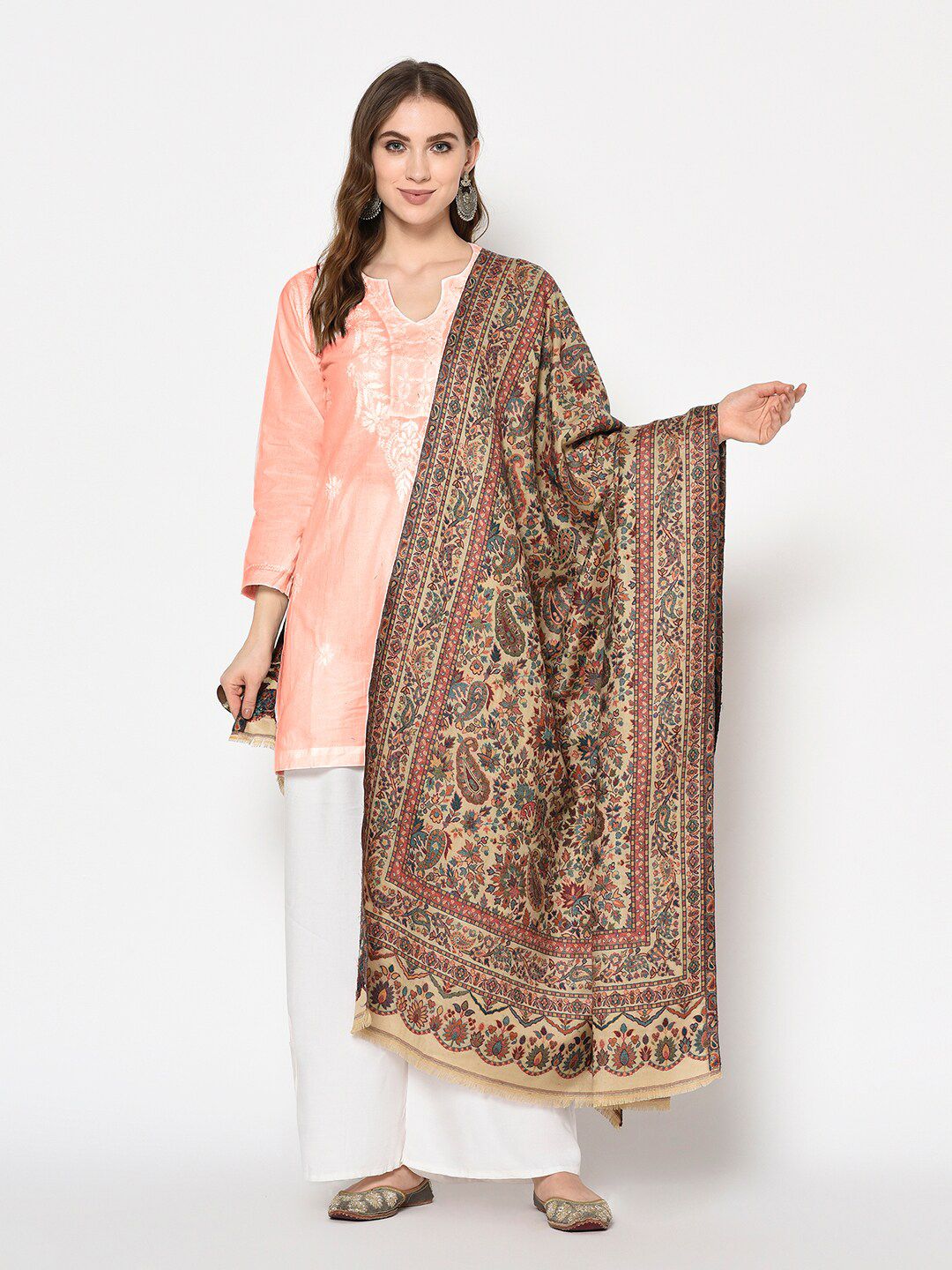 Safaa Women Beige Woven Design Stole Price in India