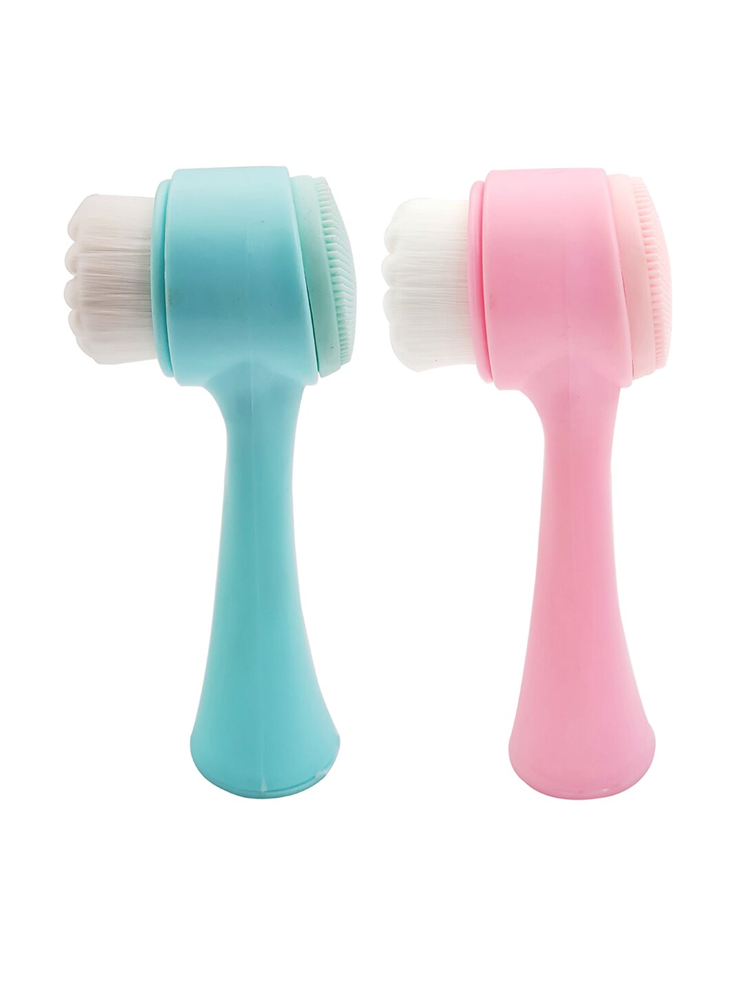 MAJESTIQUE Unisex Blue & Pink Pack of 2 Cosmetic Removal Facial Cleansing Brush Price in India