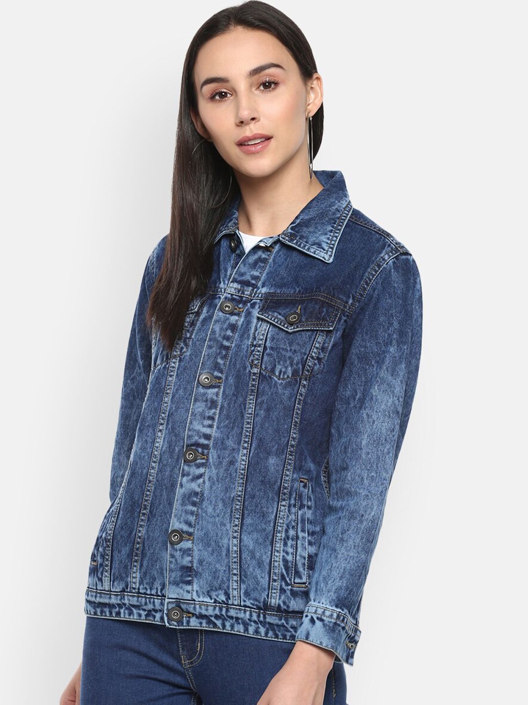 LAMOURE BY RED CHIEF Women Blue Washed Denim Jacket Price in India