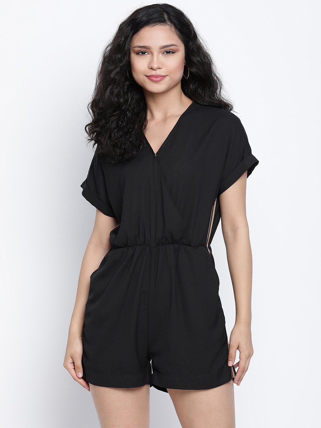 DRAAX Fashions Women Black Solid Playsuit Price in India