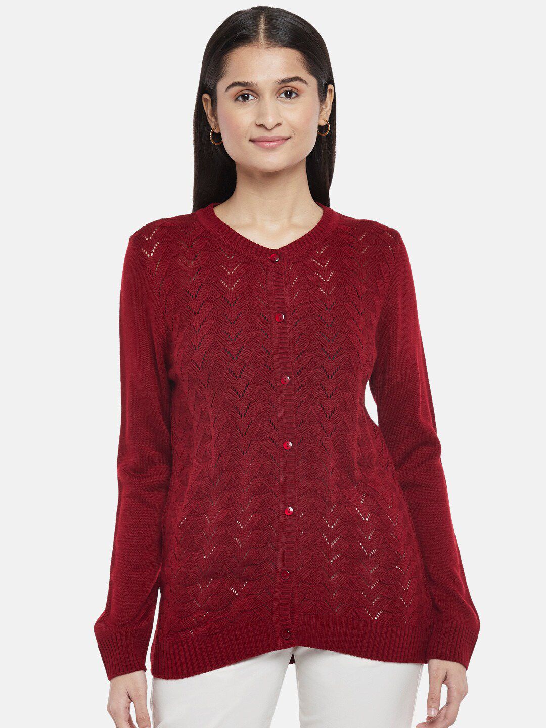 Honey by Pantaloons Women Red Cardigan Price in India