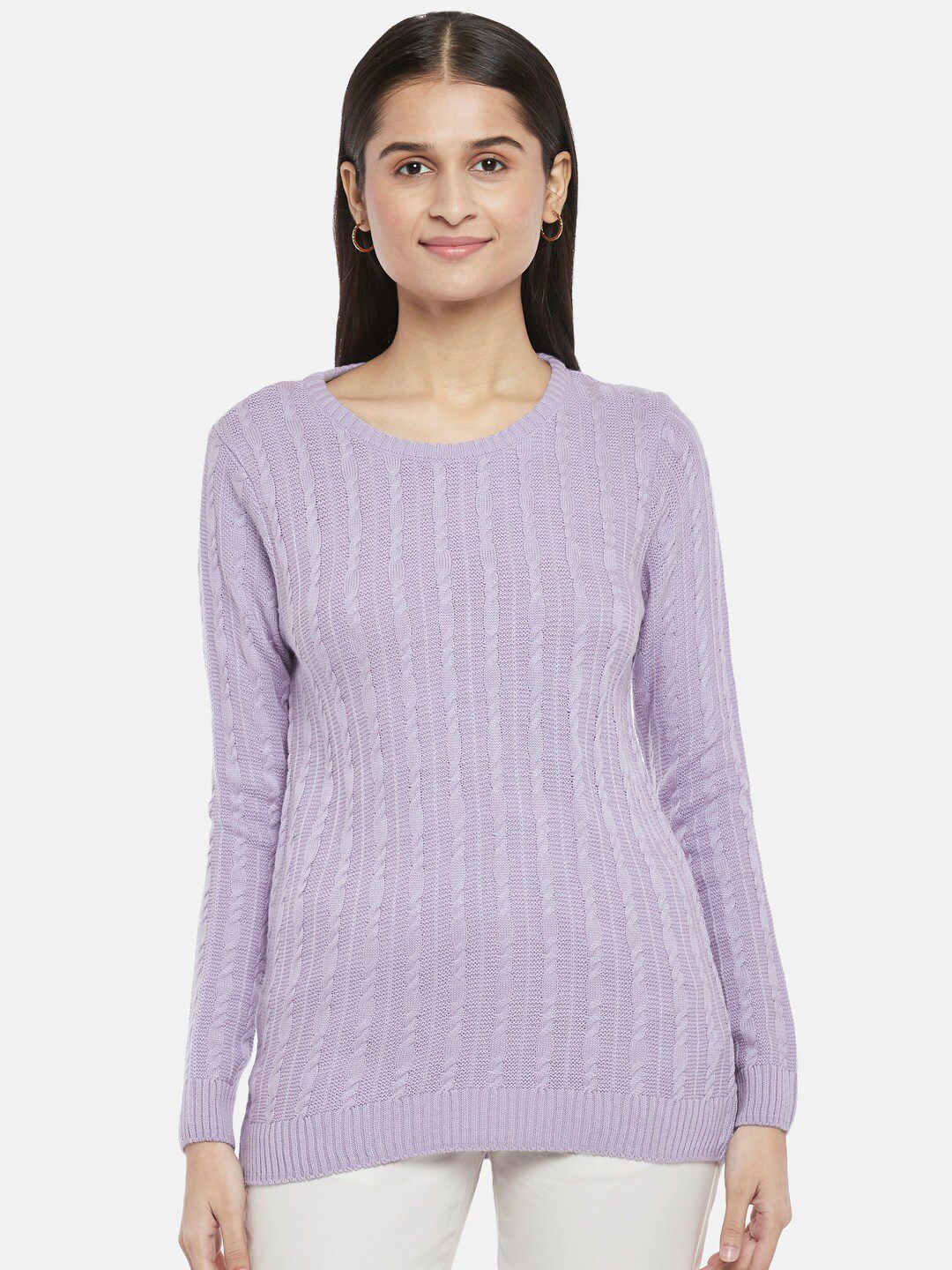 Honey by Pantaloons Women Purple Acrylic Striped Pullover Price in India