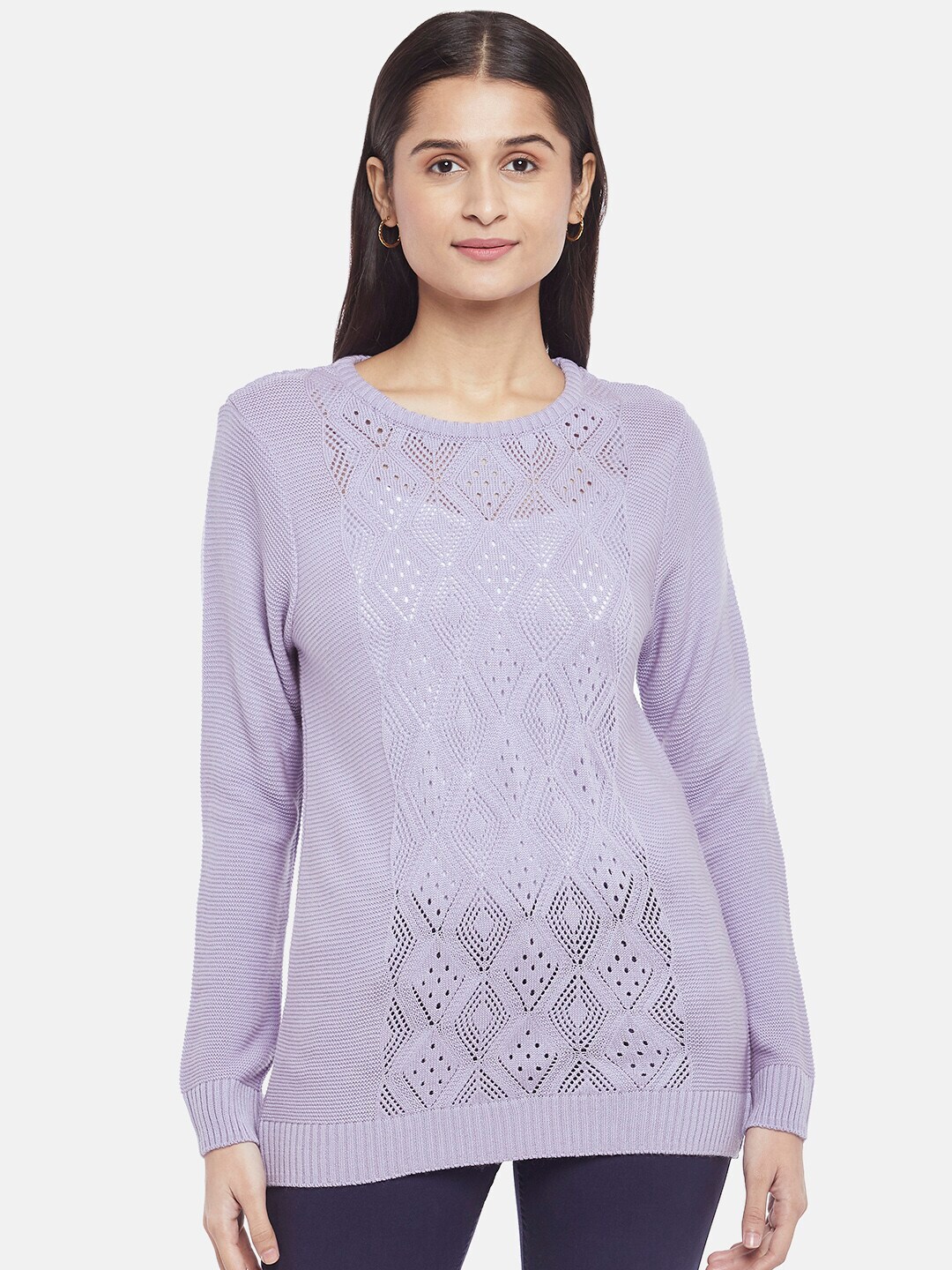 Honey by Pantaloons Women Purple Acrylic Pullover Price in India