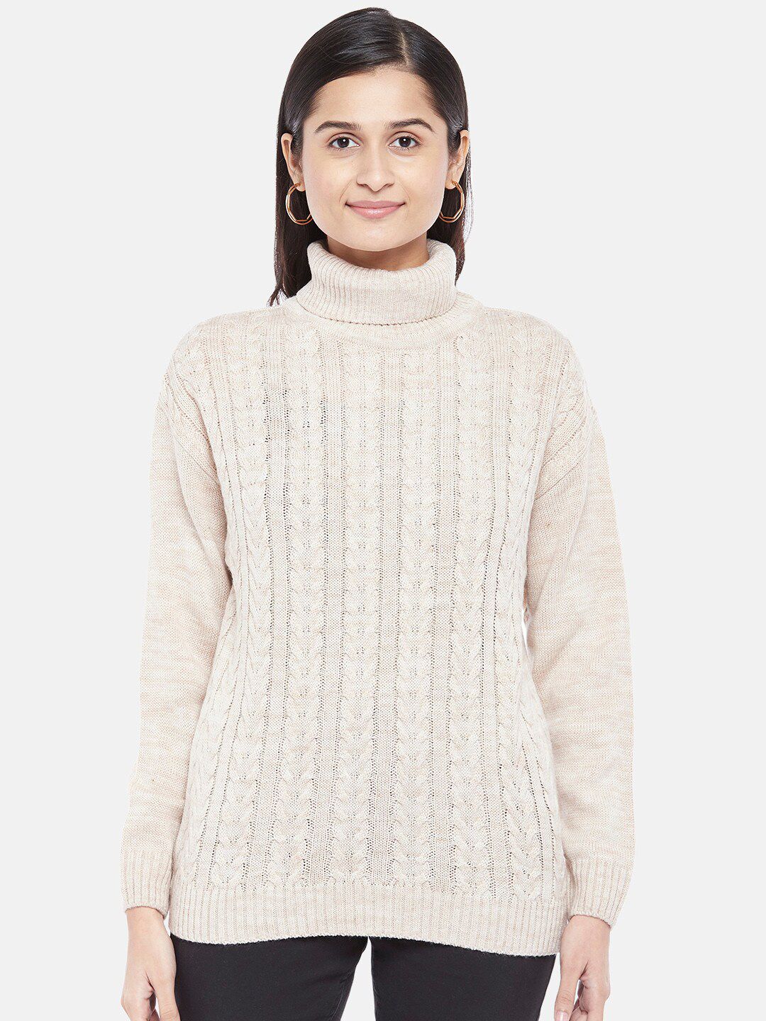 Honey by Pantaloons Women Beige Acrylic Pullover Price in India