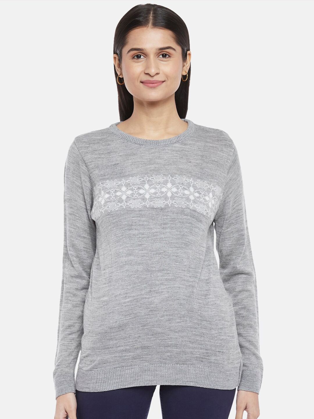Honey by Pantaloons Women Grey Printed Pullover Price in India