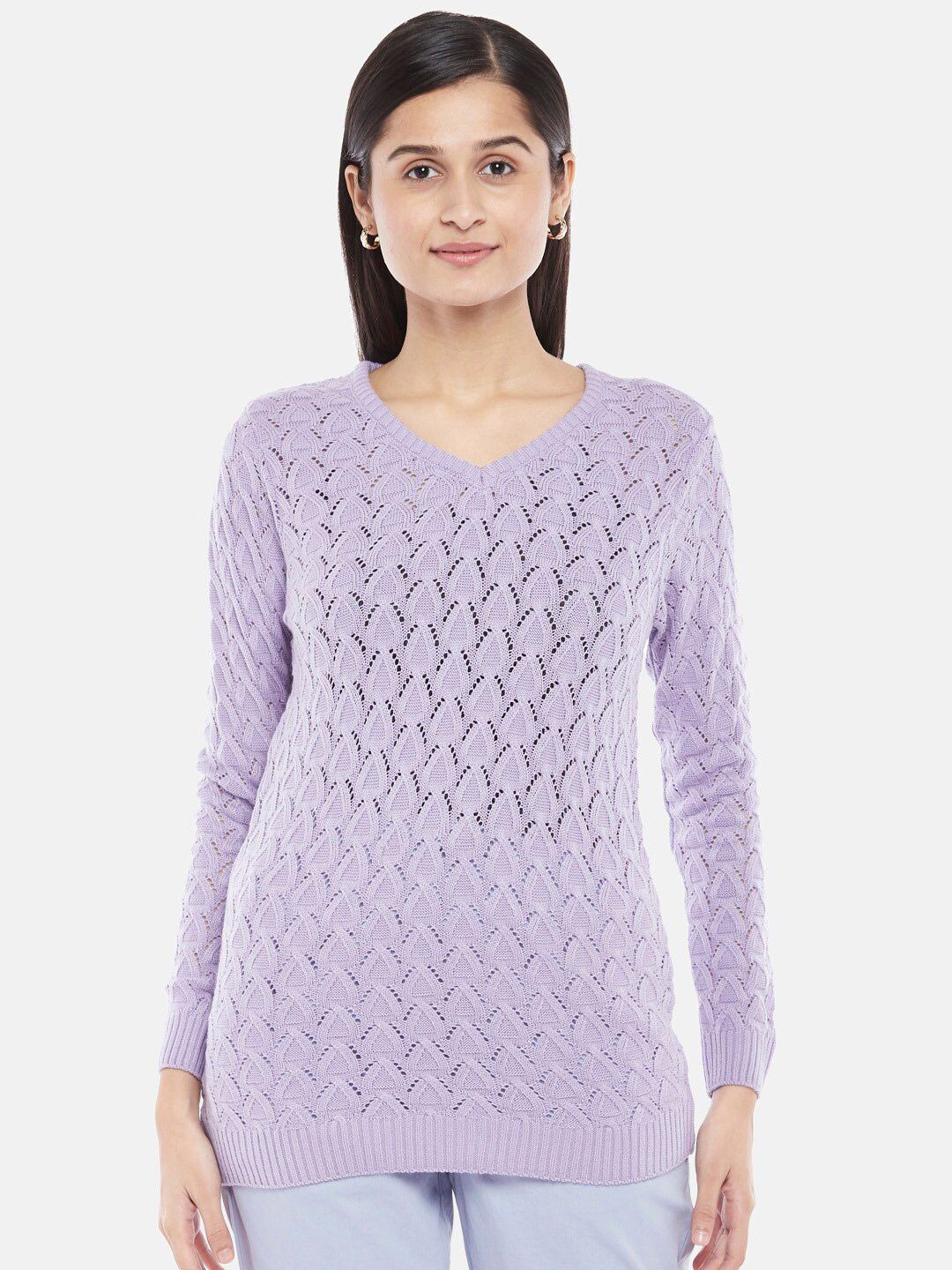 Honey by Pantaloons Women Lavender Pure Acrylic Pullover Price in India
