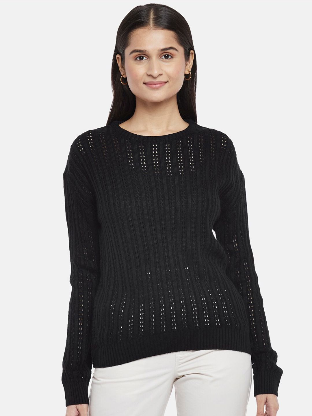 Honey by Pantaloons Women Black Acrylic Pullover Price in India