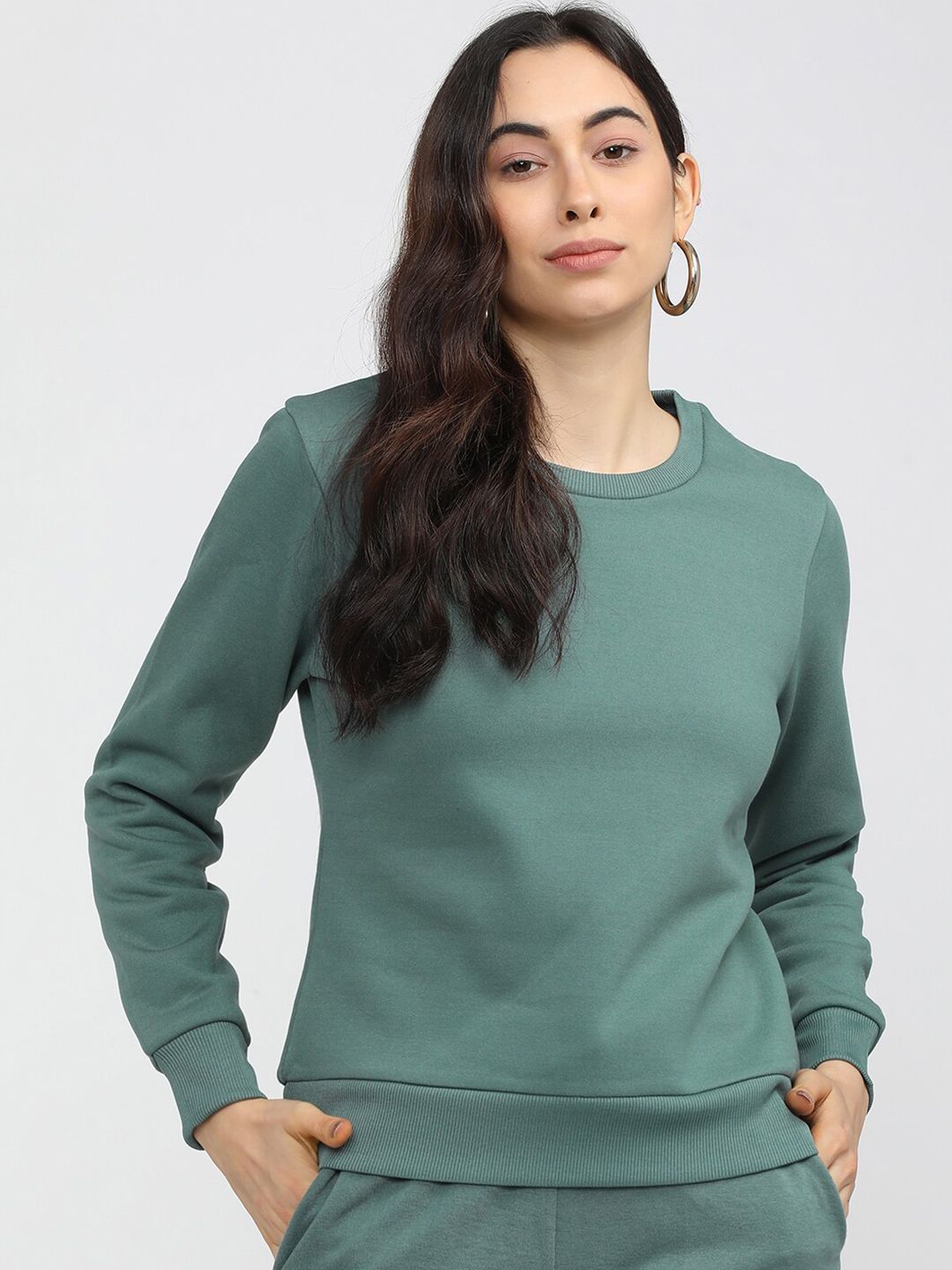 Tokyo Talkies Women Green Solid Sweatshirt Price in India