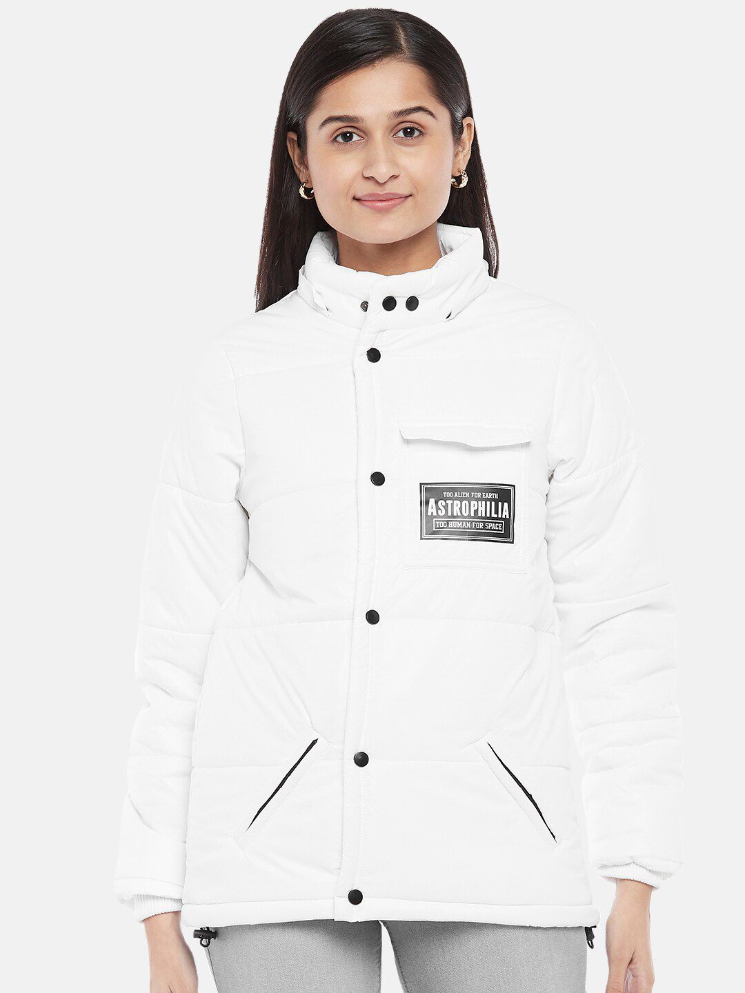 People Women White Hooded Tailored Jacket Price in India