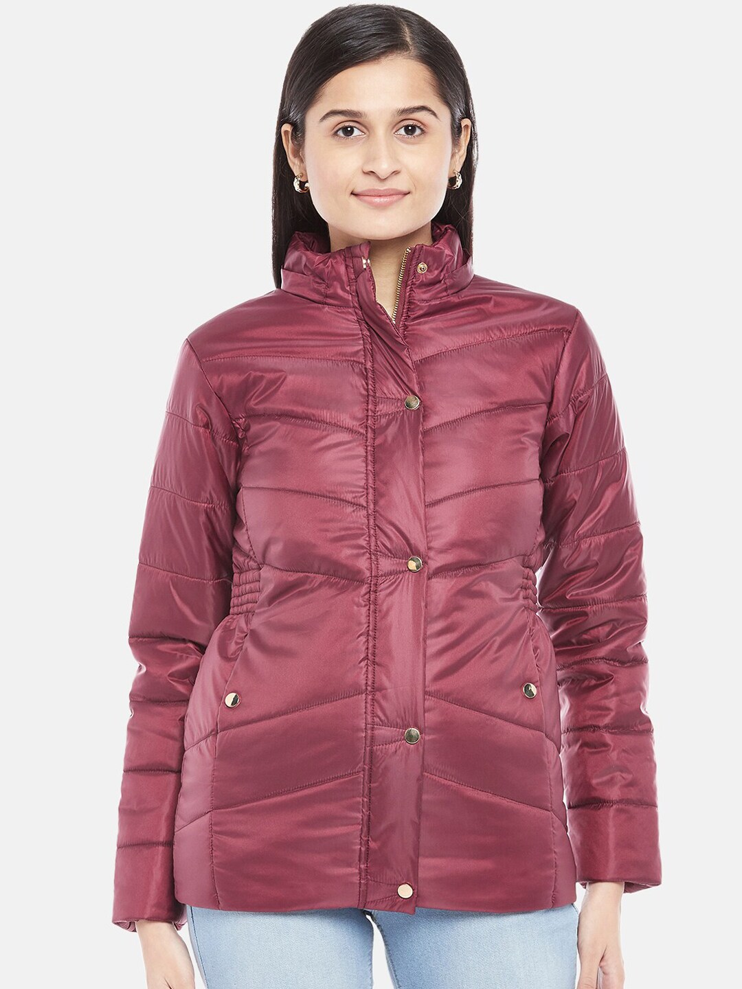 People Women Red Longline Parka Jacket Price in India