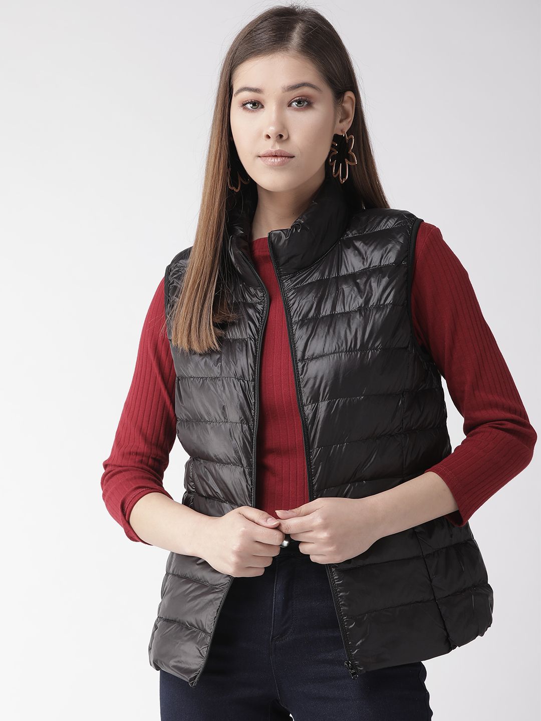 Xpose Women Black Lightweight Padded Jacket Price in India