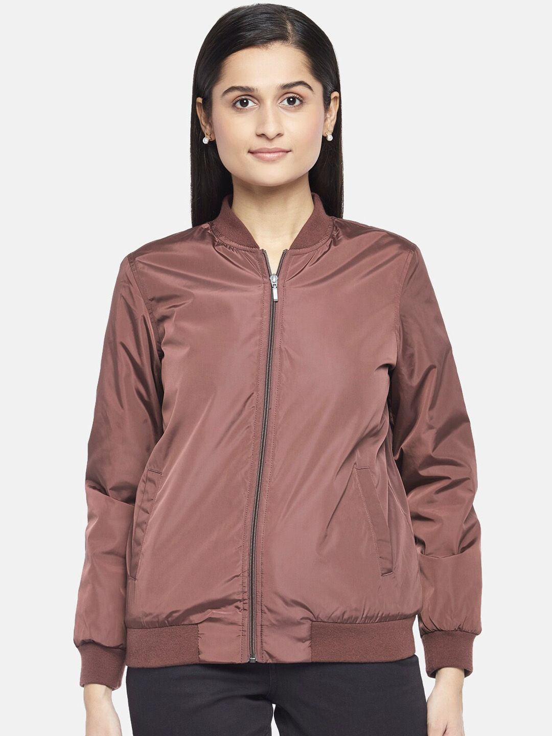 Honey by Pantaloons Women Red Bomber Jacket Price in India