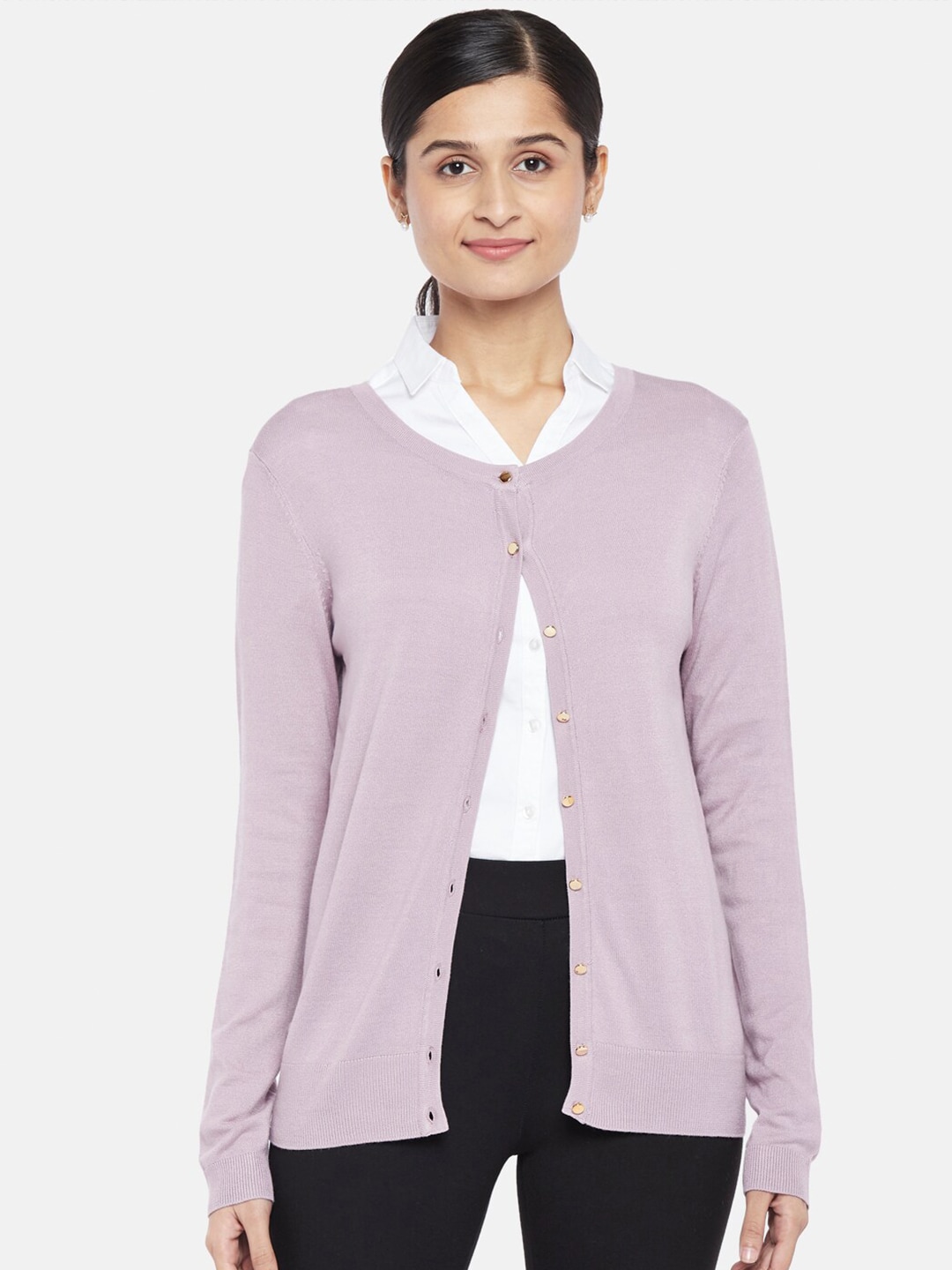 Annabelle by Pantaloons Women Lavender Cardigan Price in India
