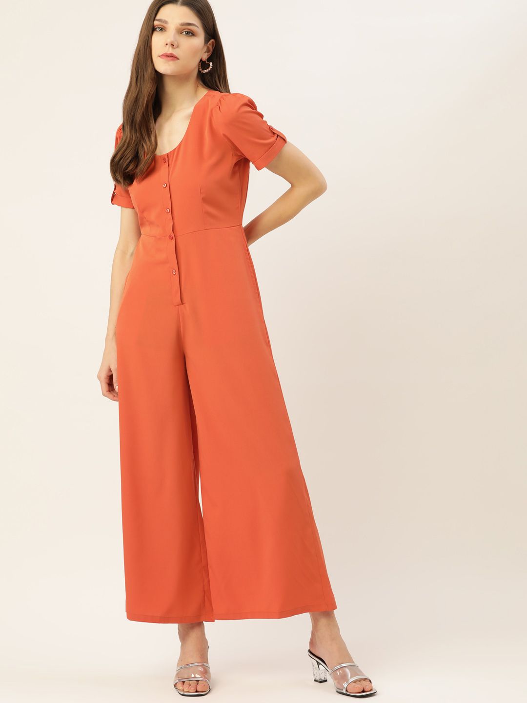 DressBerry Women Orange Basic Jumpsuit Price in India