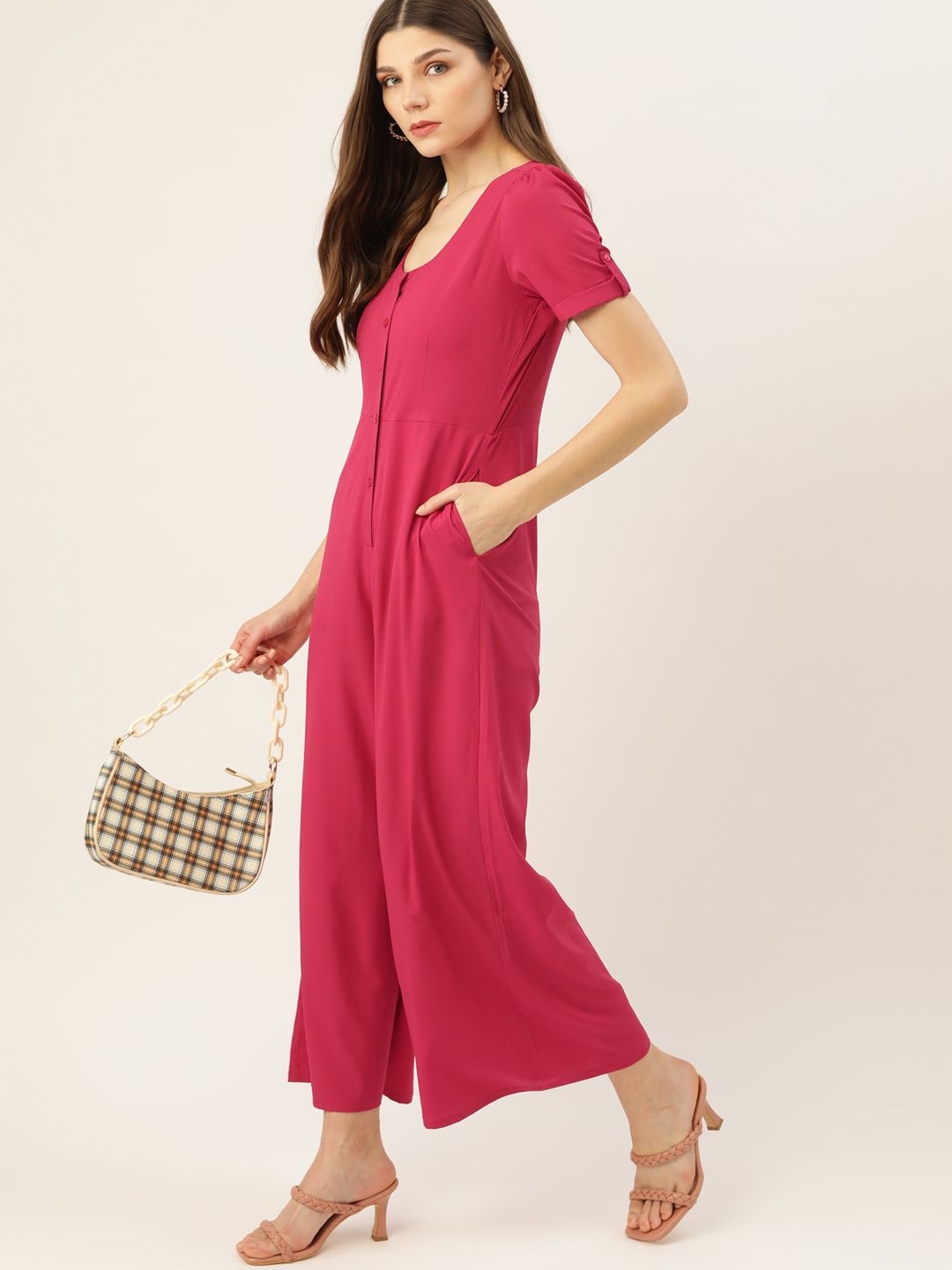 DressBerry Women Pink Basic Jumpsuit Price in India
