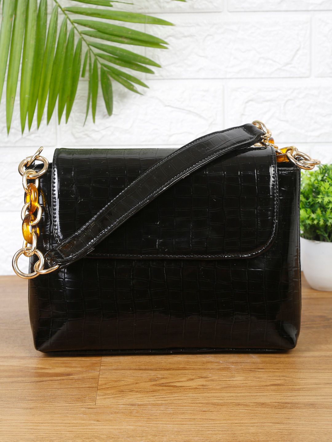 Apsis Black Textured Structured Shoulder Bag Price in India