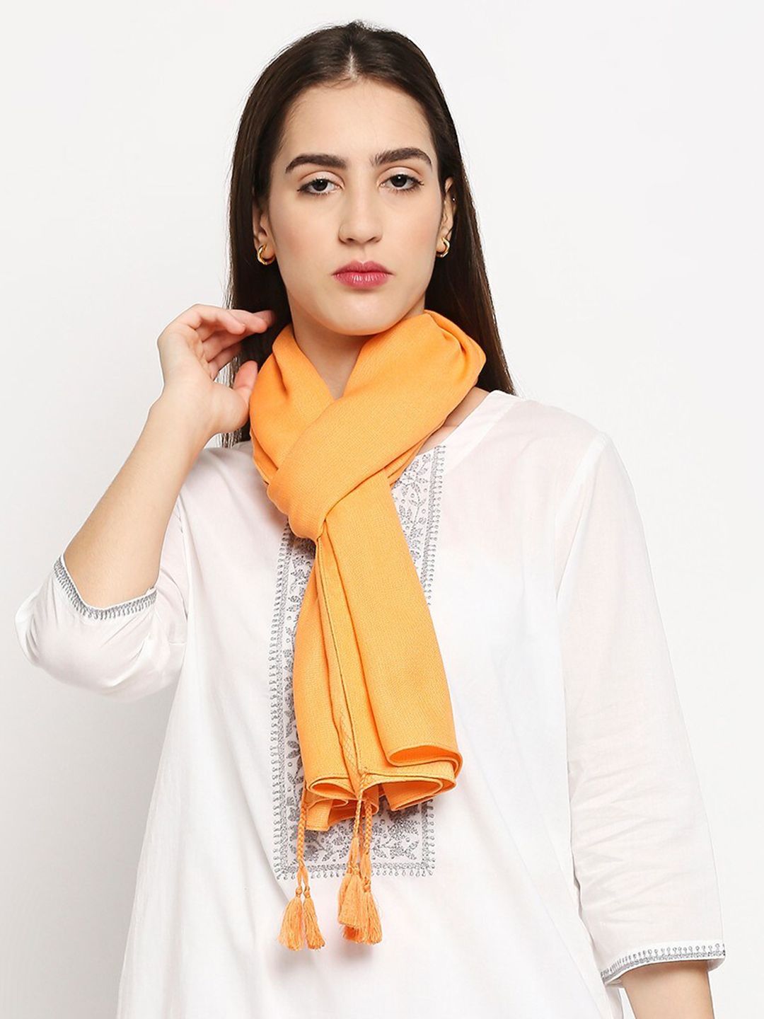 Get Wrapped Women Orange Scarf Price in India