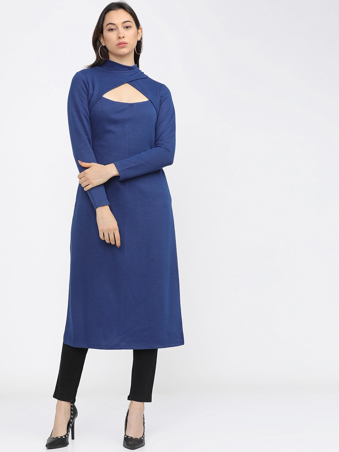 Vishudh Women Blue Knitted Kurta Price in India