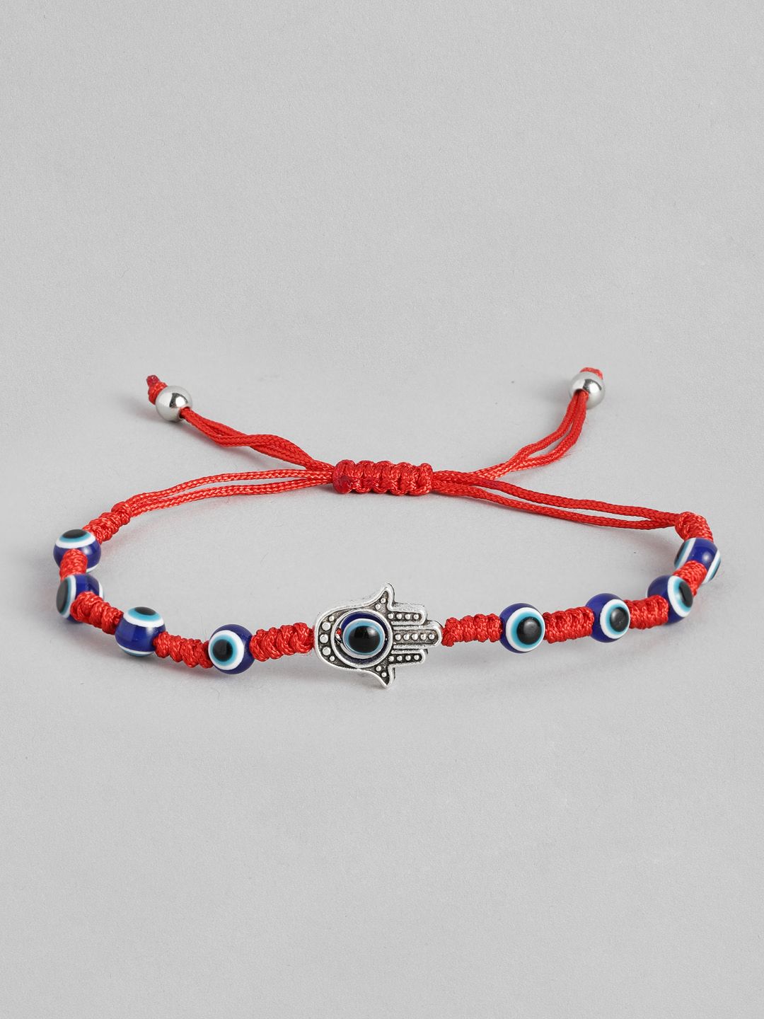 EL REGALO Unisex Red & Blue Handcrafted Evil Eye and Hamsa Charm Bracelet Price in India