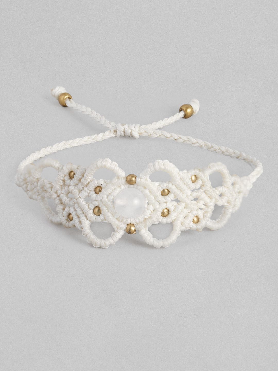 EL REGALO Unisex White Beaded Macrame Handcrafted Wraparound Bracelet Price in India