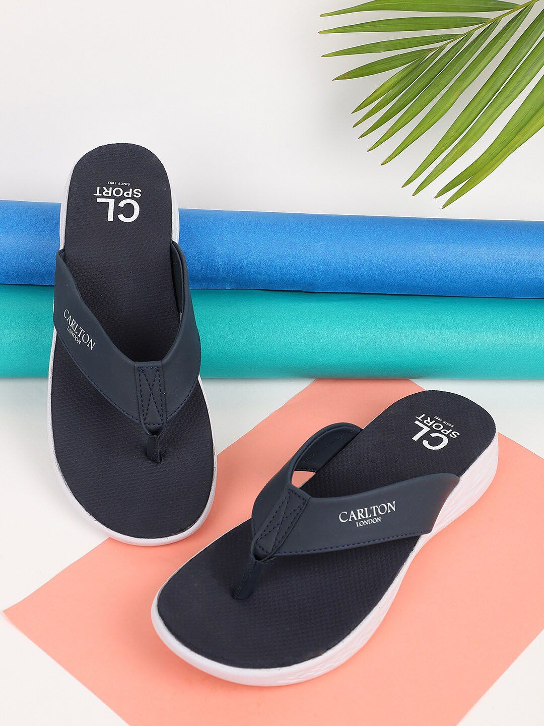 Carlton London sports Women Navy Blue & White Thong Flip-Flops Price in India