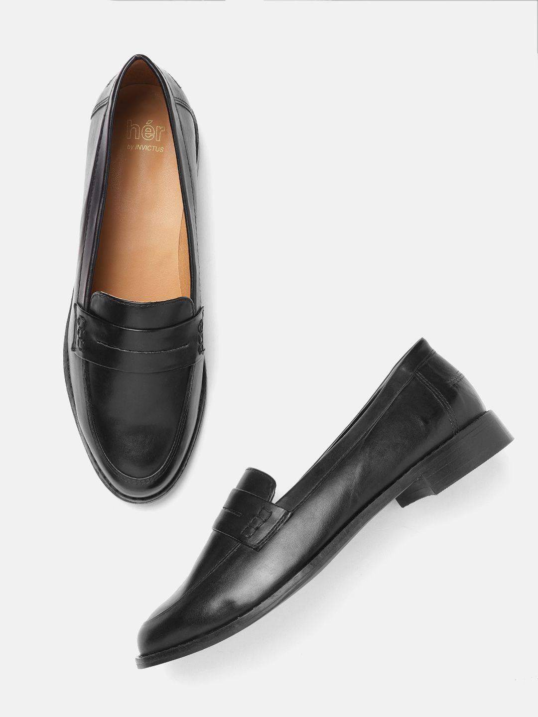 her by invictus Women Black Solid Loafers Price in India