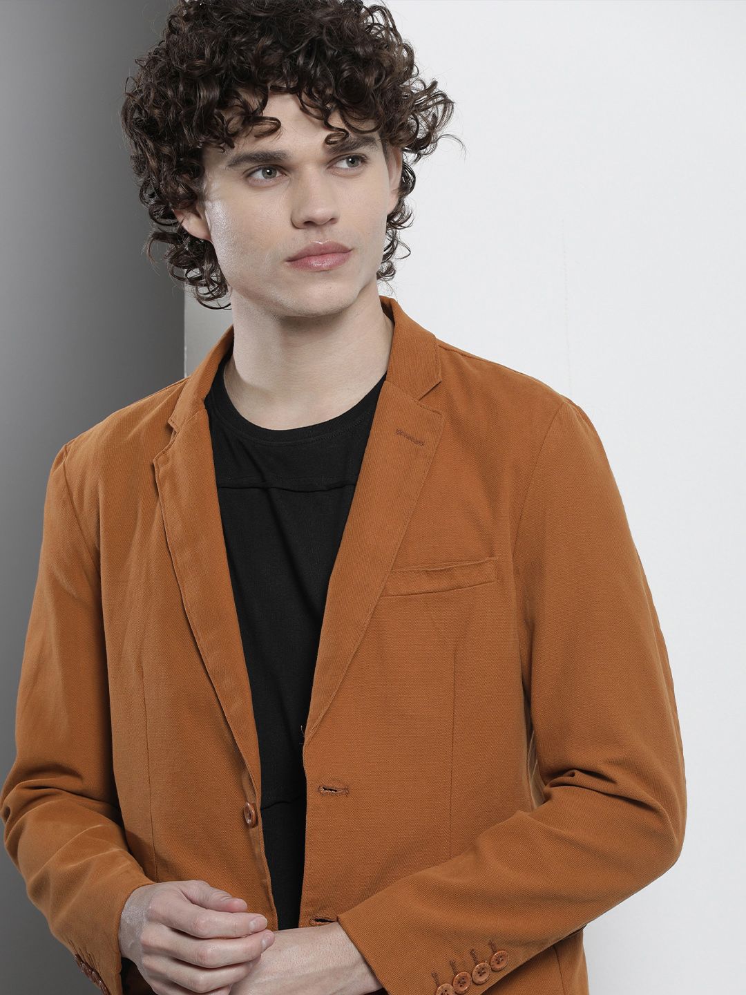 The Indian Garage Co The Indian Garage Men Co Slim-Fit Pure Cotton Single-Breasted Blazer