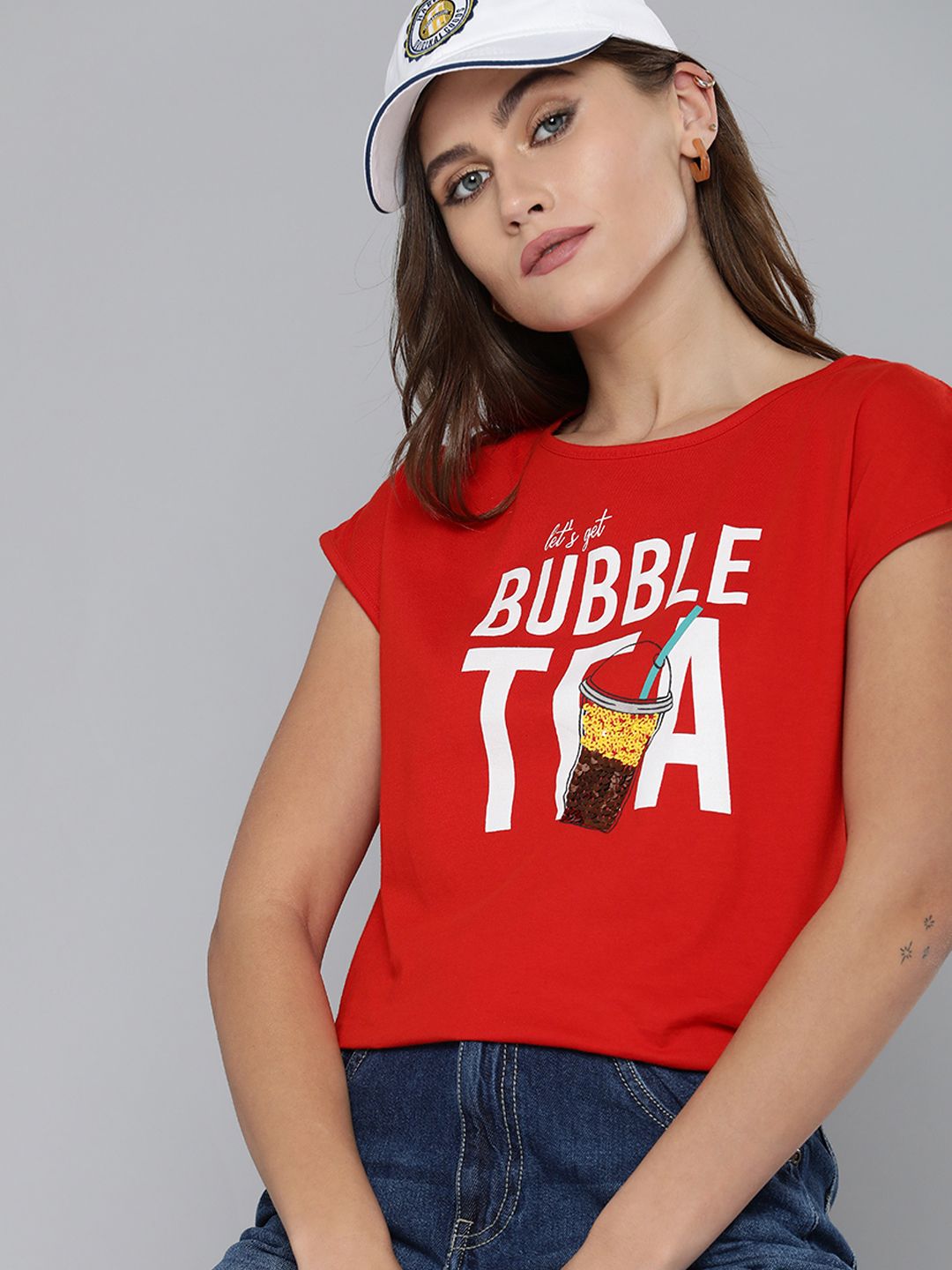 Kook N Keech Red Graphical Print Casual Top