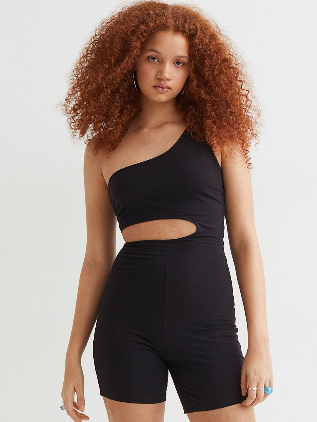 H&M Women Black Cut-Out Unitard Price in India