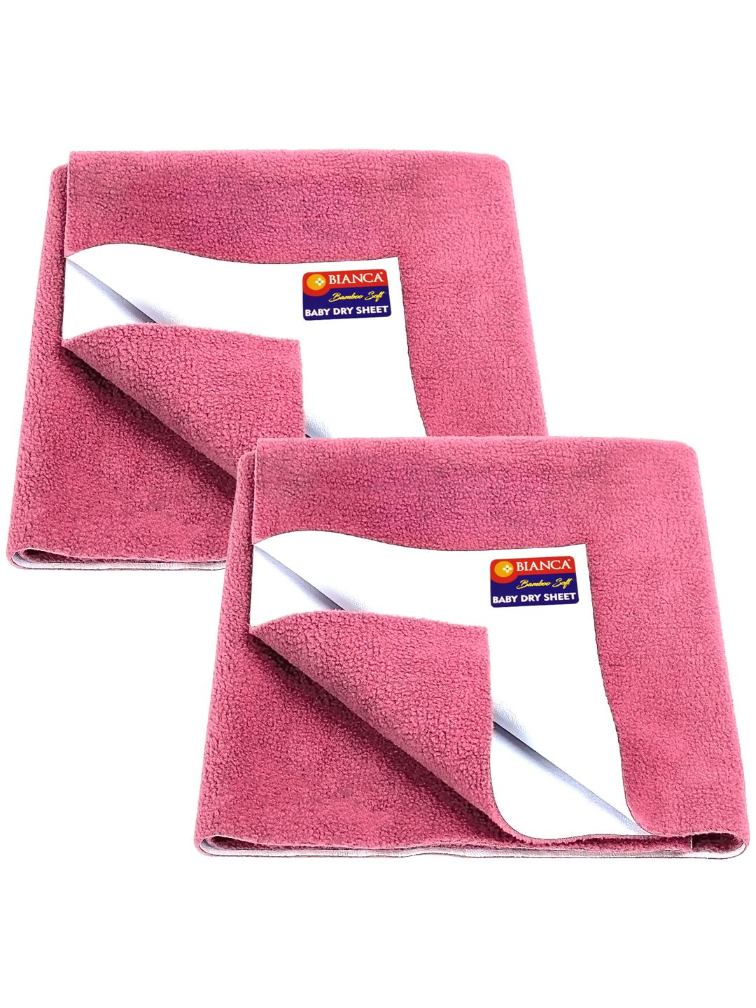 BIANCA Kids Pink 2 Pcs Waterproof Bamboo-Feel Baby Dry Sheet & Mattress Protector